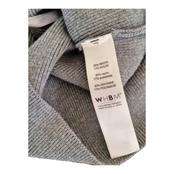 White House Black Market V-Neck Rib Knit Sweater Tank Shell Gray Large Stretchy - Picture 10 of 11